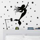 Adesivos de parede Bubble Mermaid Black Silhouette PVC 30x59cm