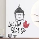 Adesivos de parede Buddha Head com citação inspiradora 39x49cm