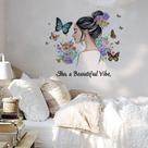 Adesivos de parede Butterfly Girl Inspirational Quote PVC 85x75cm Adesivos de parede Butterfly Girl Inspirational Quote PVC 85x75cm
