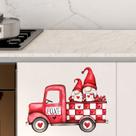 Adesivos de parede Cartoon Gnome Red Truck Love Theme 29x30cm