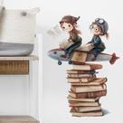 Adesivos de parede Cartoon Pilot Kids Reading PVC 33,5 x 59,5 cm