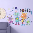 Adesivos de parede Cartoon Robot PVC Cute Alien Robots 29,5 x 29,5 cm