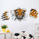 Adesivos de parede Cartoon Tiger 3D Tiger Head Breaking Through