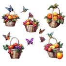 Adesivos de parede Cesta de frutas e borboleta em PVC 30x90cm 2 folhas