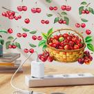 Adesivos de parede Cherry Basket Fresh Fruit Leaf PVC 29,5 x 29,5 cm