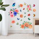 Adesivos de parede coloridos, florais e borboletas, autoadesivos em PVC