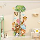 Adesivos de parede com gráfico de altura Cartoon Jungle Animal Giraffe