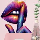Adesivos de parede com impressão digital, lábios, PVC, impermeável, design de arco-íris Adesivos de parede com impressão digital, lábios, PVC, impermeável, design de arco-íris