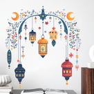 Adesivos de parede com lanterna colorida, luzes penduradas, 39x40cm, PVC
