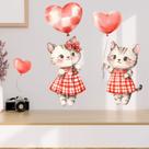 Adesivos de parede Cute Cat Cartoon Cats Dia dos Namorados em PVC