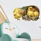 Adesivos de parede Cute Chick in Basket PVC 30x40cm para quarto de crianças