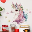 Adesivos de parede Cute Unicorn Floral Crown PVC 30x40cm