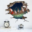 Adesivos de parede de Natal 3D Broken Wall Design Reindeer Sleig