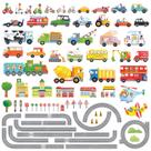 Adesivos de parede DECOWALL The Road and Cars Kids SG3-1404P1405