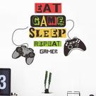 Adesivos de parede Eat Game Sleep Repeat Cartoon Controller