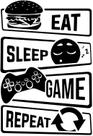 Adesivos de parede Eat Sleep Game Repeat Cartoon Controller