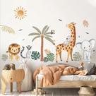 Adesivos de parede em estilo boêmio Cute Animal Giraffe Lion Eleph
