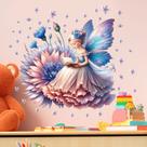 Adesivos de parede Fairy Reading Book Purple Butterfly Girl
