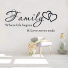 Adesivos de parede Family Love Heart PVC Inspirational Quote