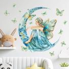 Adesivos de parede Fantasy Moon Fairy Girl com borboletas 49x55cm