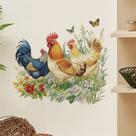 Adesivos de parede Farmhouse Rooster Colorful Chickens 40x50cm Adesivos de parede Farmhouse Rooster Colorful Chickens 40x50cm