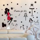 Adesivos de parede Fashion Girl, mulher elegante e acessórios Adesivos de parede Fashion Girl, mulher elegante e acessórios