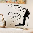 Adesivos de parede Fashion High Heel Shoes Line Art PVC 29,5 x 29,5 cm Adesivos de parede Fashion High Heel Shoes Line Art PVC 29,5 x 29,5 cm