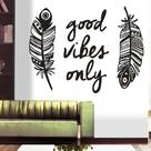 Adesivos de parede Feather Good Vibes Only PVC 57x77cm Adesivos de parede Feather Good Vibes Only PVC 57x77cm