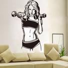 Adesivos de parede Fitness Girl Dumbbell Workout PVC 67x99cm Adesivos de parede Fitness Girl Dumbbell Workout PVC 67x99cm