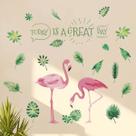 Adesivos de parede Flamingo Tropical Leaves Hoje é um ótimo dia
