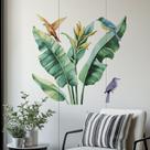Adesivos de parede Folhas de bananeira e pássaros tropicais 74x80cm