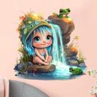 Adesivos de parede Frog Watching Girl Decalque de PVC 29,5 x 29,5 cm Adesivos de parede Frog Watching Girl Decalque de PVC 29,5 x 29,5 cm
