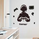Adesivos de parede Gamer Boy Cartoon Player com fone de ouvido PVC 38x38cm