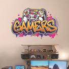 Adesivos de parede Gamers Cartoon Game Controller Graffiti 52x32cm