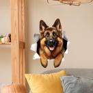 Adesivos de parede German Shepherd Dog 3D em PVC removíveis 29,5 x 29,5 cm