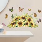 Adesivos de parede Girassol com borboletas PVC 30x60cm Adesivos de parede Girassol com borboletas PVC 30x60cm