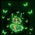 Adesivos de parede Glow in the Dark Girl on Swing PVC 20x20cm