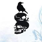 Adesivos de parede Halloween Crow on Skull Gothic 28x58cm PVC