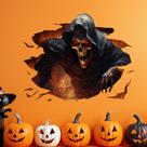 Adesivos de parede Halloween Grim Reaper Skull 3D PVC 30x90cm