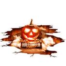 Adesivos de parede Halloween Pumpkin 3D Broken Wall Effect PVC