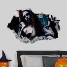 Adesivos de parede Horror Zombie Nurse 3D Broken Wall Effect