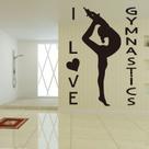 Adesivos de parede I Love Gymnastics Dancing Gymnast Silhouette Adesivos de parede I Love Gymnastics Dancing Gymnast Silhouette