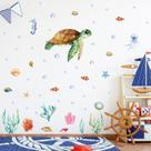 Adesivos de parede Kasubeso Ocean Window Clings Turtle Jellyfish
