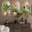 Adesivos de parede Ladinimo 3D Potted Plants Greenery Theme x3