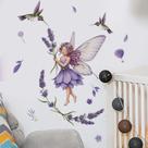 Adesivos de parede Lavender Fairy Purple Girl com borboleta 40x60cm