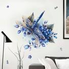Adesivos de parede Libélula azul com flores PVC 40x40cm