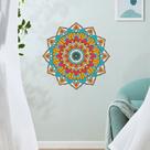 Adesivos de parede, mandala colorida, estilo étnico, 40x40cm, PVC