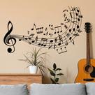 Adesivos de parede Music Notes Decalques de vinil 30x59cm PVC impermeável