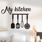 Adesivos de parede My Kitchen Utensil Design PVC 30x30cm pretos