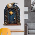 Adesivos de parede Mystical Moon Door Celestial Sun and Stars
